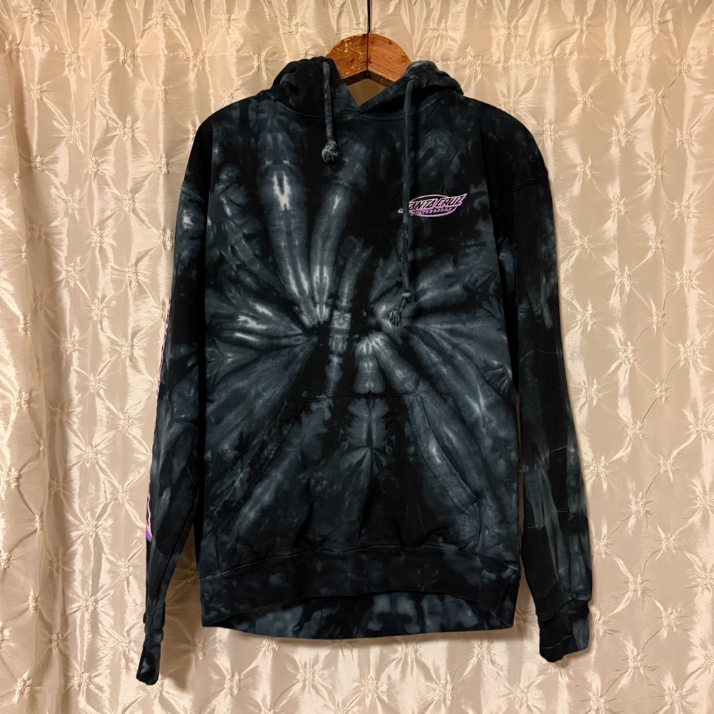 Santa Cruz Broken Dot Tie Dye Hoodie Sweatshirt Skateboards Black Purple Skate - Picture 3 of 8